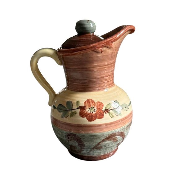 Pamala Gladding Certified International Tuscan Landscape Oil Jar Pitcher & Lid - Picture 2 of 6